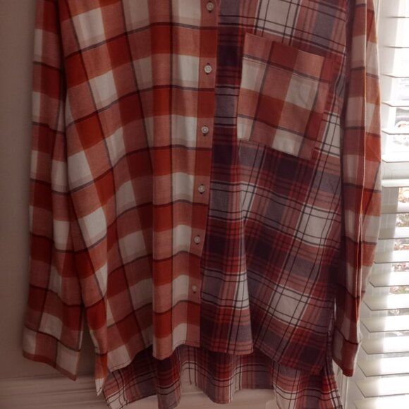 'CATO' NWT Plaid Shirt Size XL Burnt Orange/White, etc 100%Cotton - Picture 4 of 13